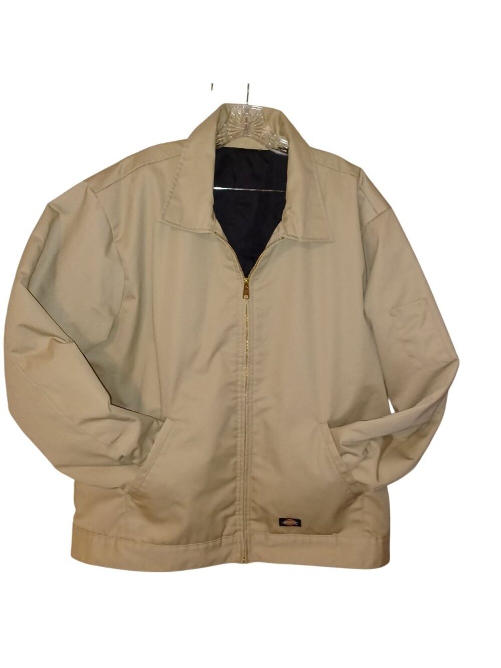 Dickies Jacket Eisenhower Work Beige Quilt Lined Front Zip Pocket Mens Size 2XL